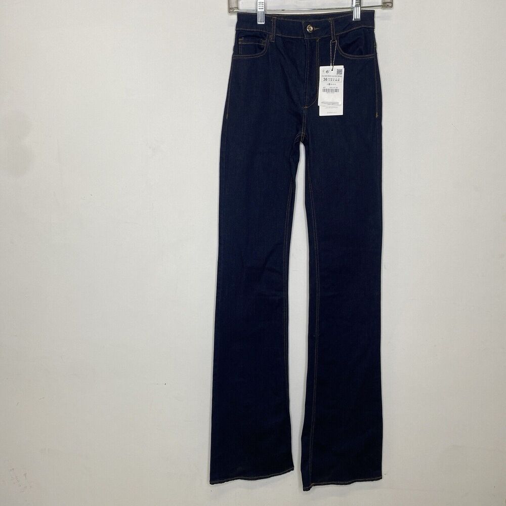 Zara Z1975 Jeans Women 4 Blue Denim Slight Flare Bluff Back Pockets